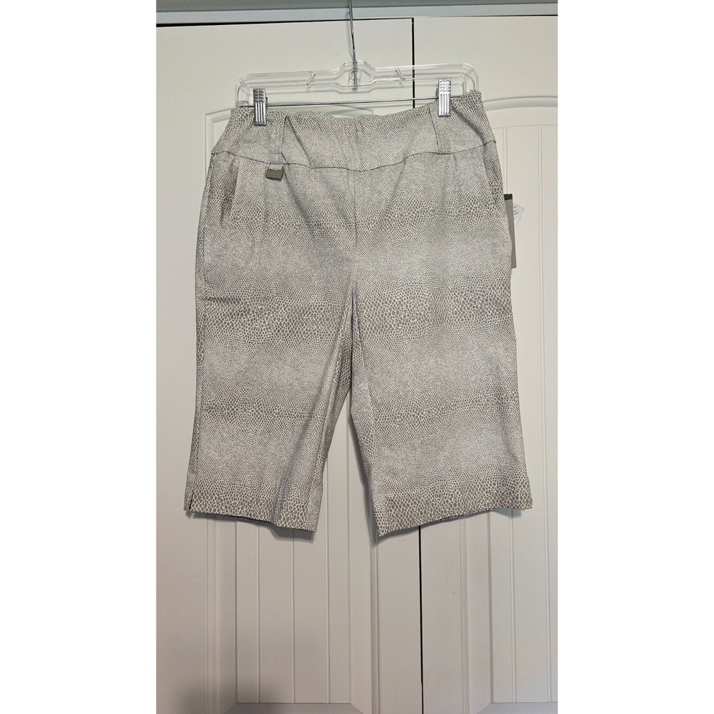 Lisette L Montreal Shorts Womens 6 Grey Snakeskin Print Fit-Control Pockets NWT